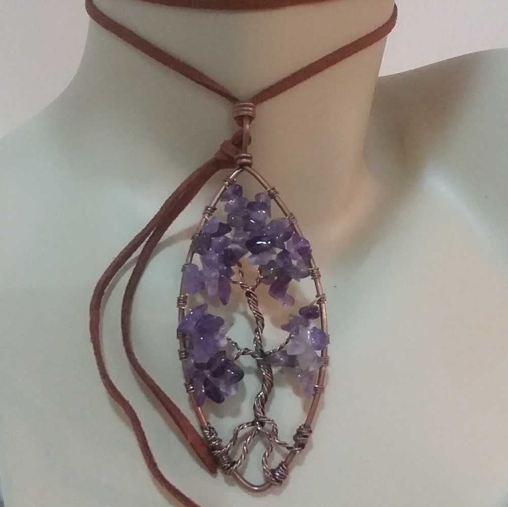 2 styles Amethyst TREE OF LIFE pendant necklace